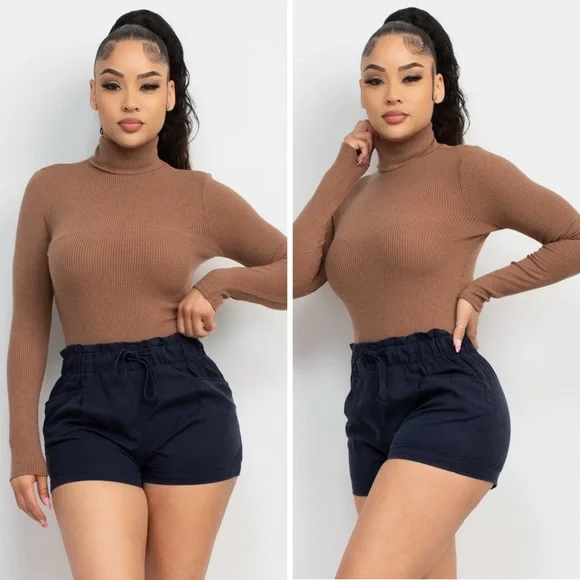 Elegant Brown Ribbed Bodysuit - Picture 6 of 9